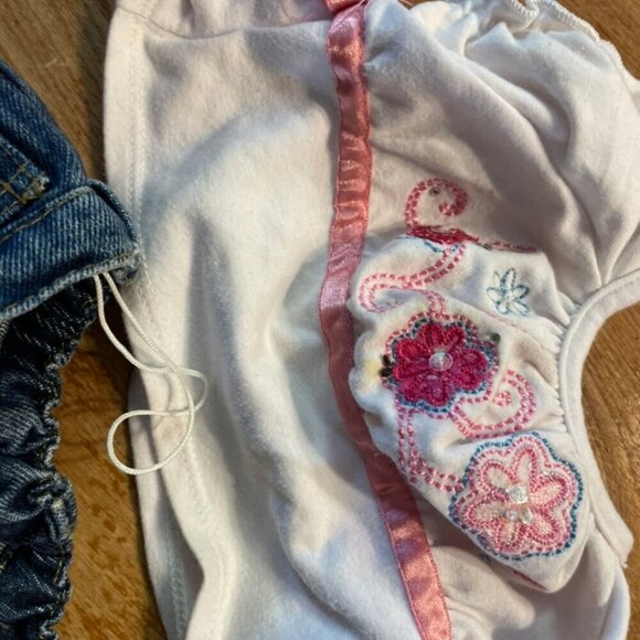 Build a Bear Outfit Denim Rhine Stone Jeans White Flower Top  Pink Underwear - Picture 4 of 8